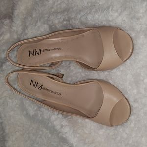 Neiman Marcus Sling Back Peep Toe Pumps